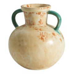 Vase Upsala-Ekeby, faïence incisée jaune et verte émaillée, Suède, vers les années 1940