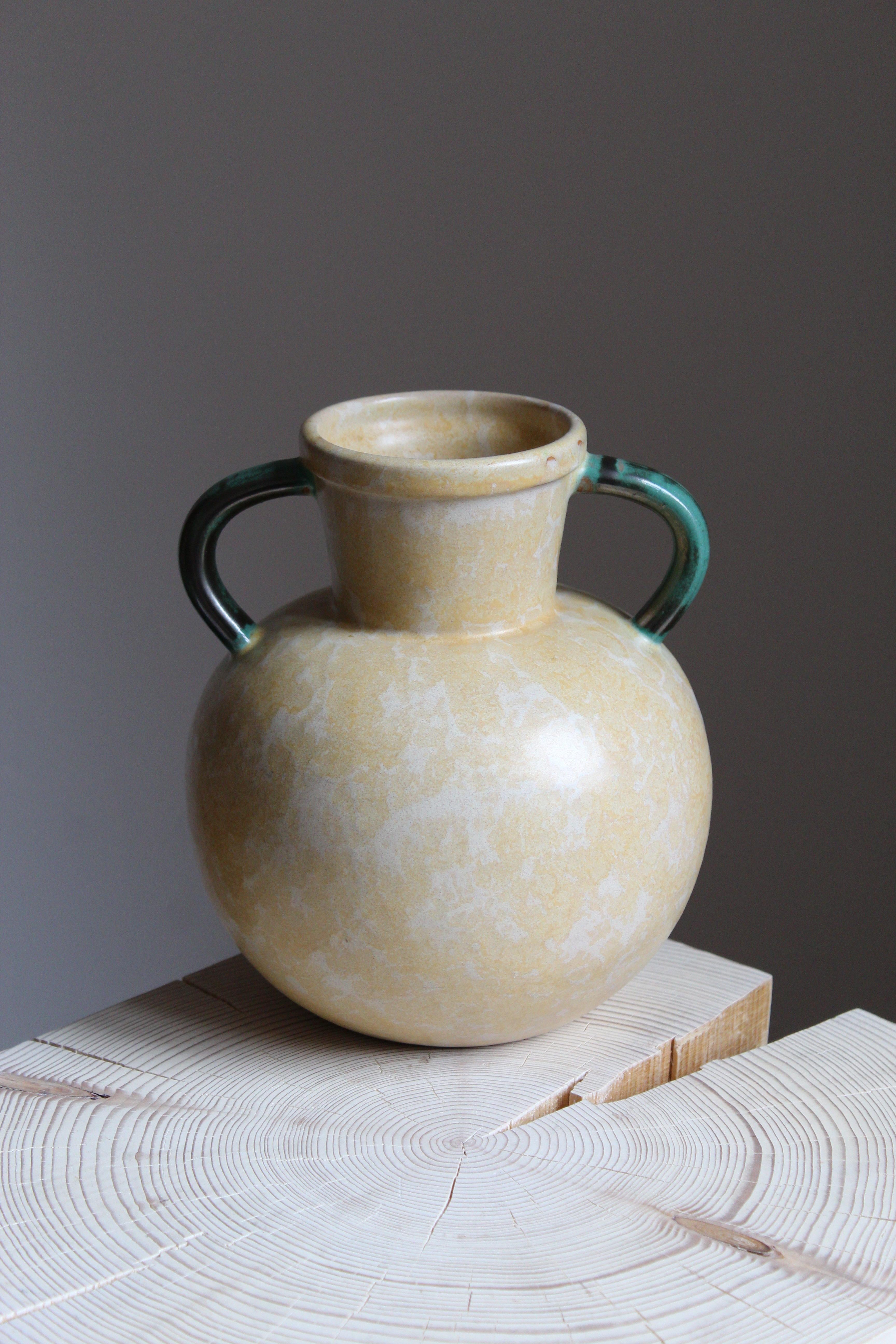 Art Deco Upsala-Ekeby, Vase, Glazed Ceramic, Sweden, 1930s