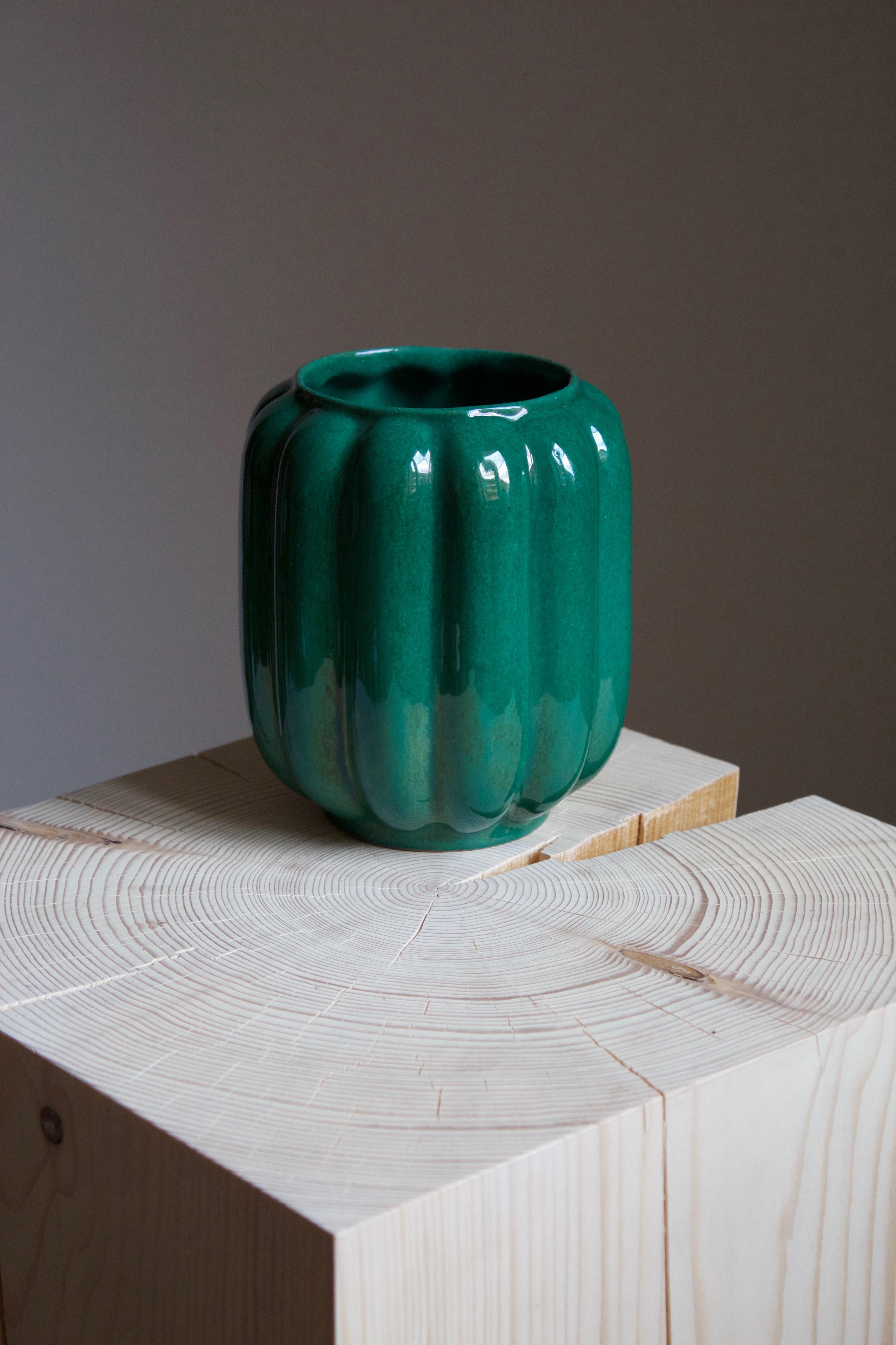 Upsala-Ekeby, Vase, Glazed Ceramic, Sweden, 1930s In Good Condition In High Point, NC