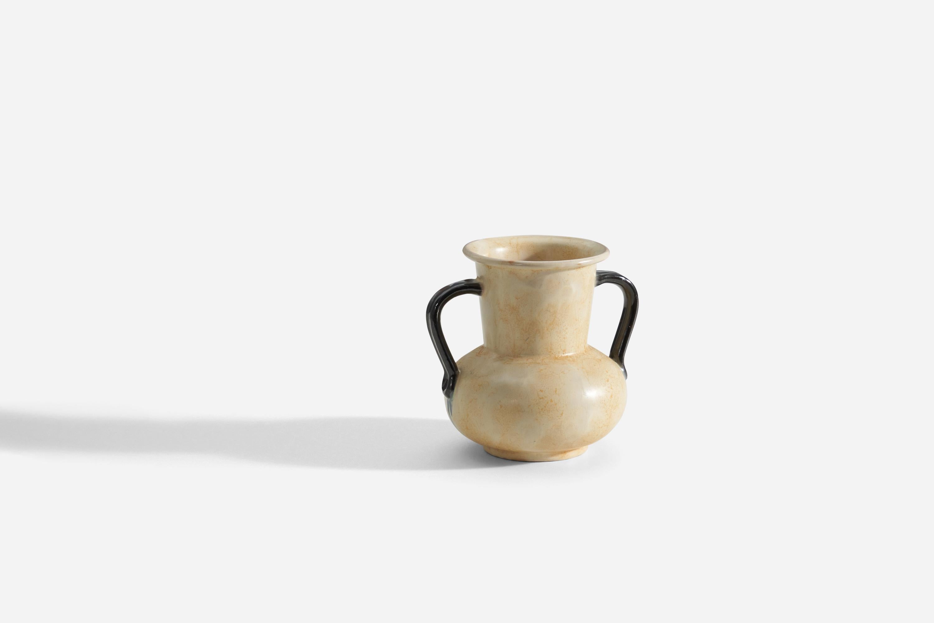 Art Deco Upsala-Ekeby, Vase, Glazed Earthenware, Sweden, 1940s For Sale