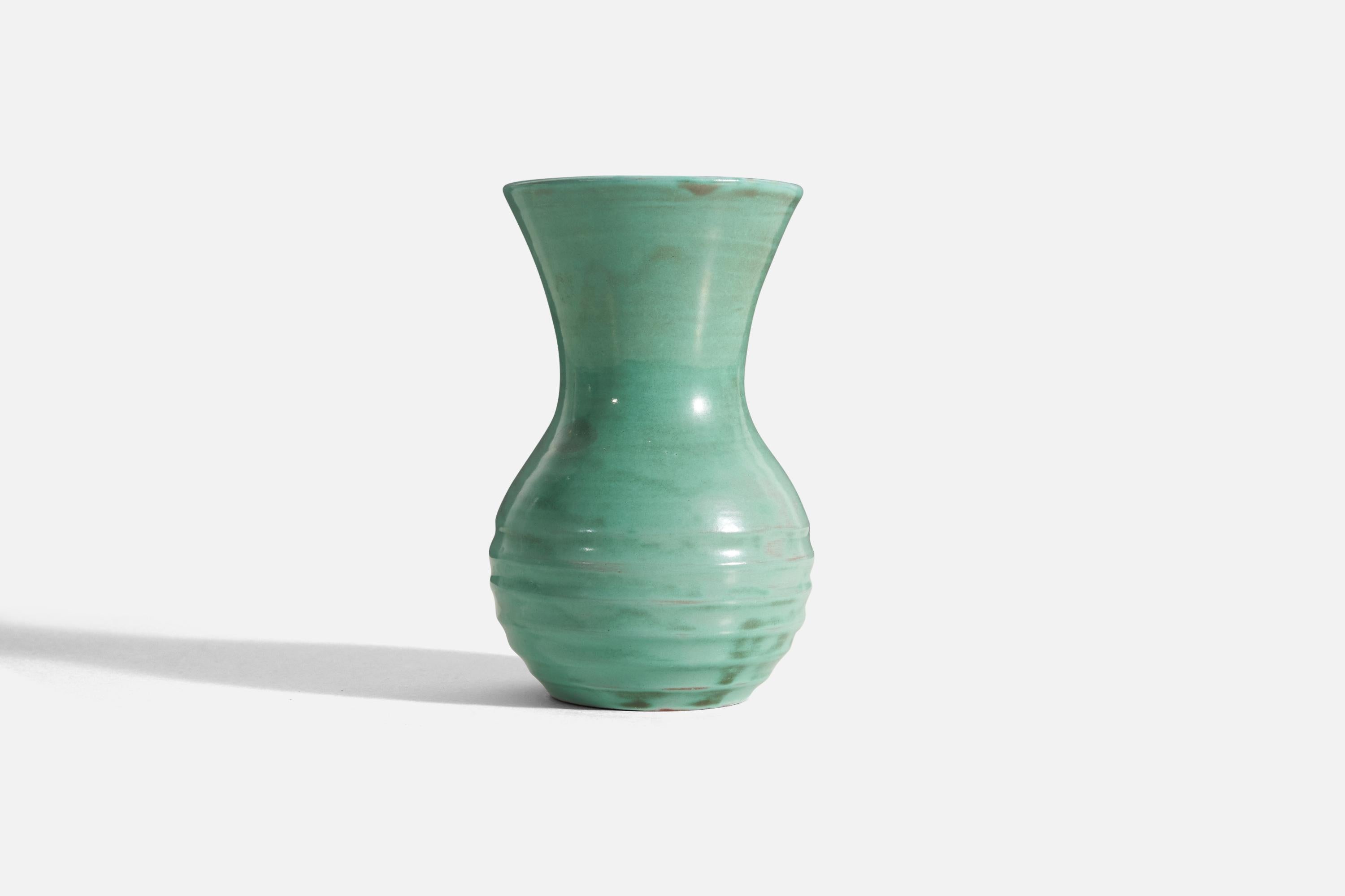 Art Deco Upsala-Ekeby, Vase, Glazed Earthenware, Sweden, 1940s For Sale