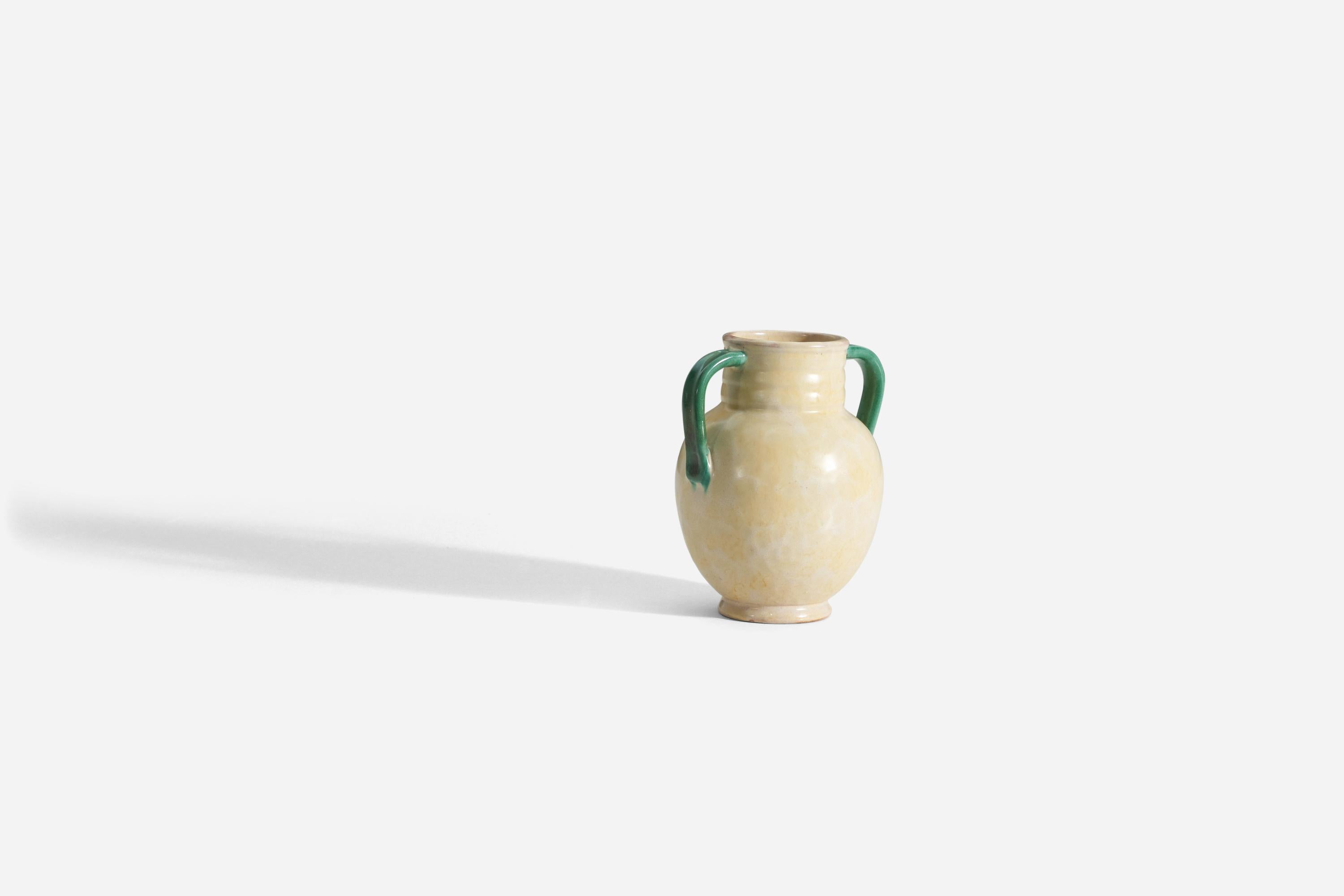 Art Deco Upsala-Ekeby, Vase, Glazed Incised Earthenware, Sweden, 1940s For Sale