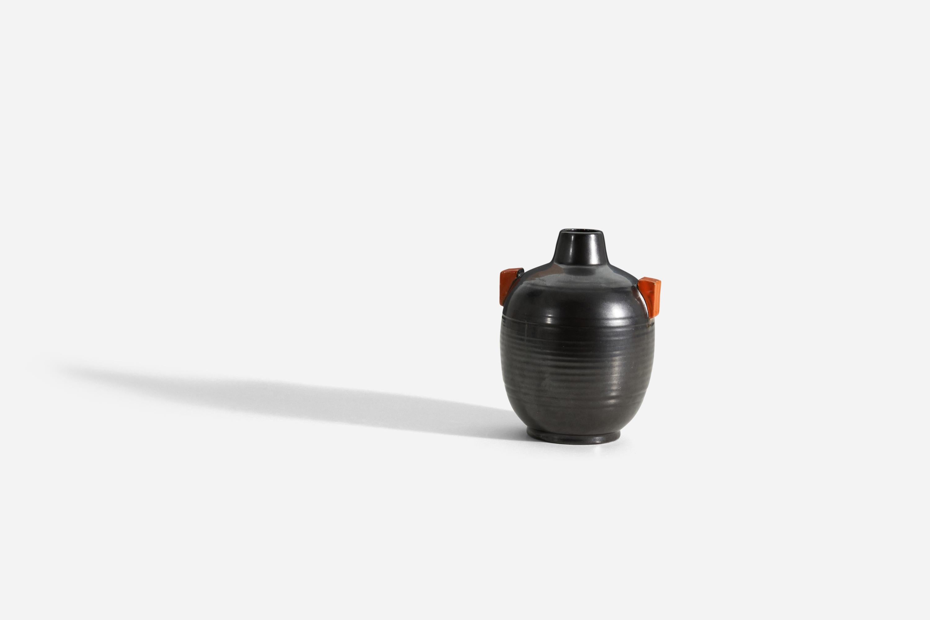 Swedish Upsala-Ekeby, Vase, Glazed Incised Earthenware, Sweden, 1940s