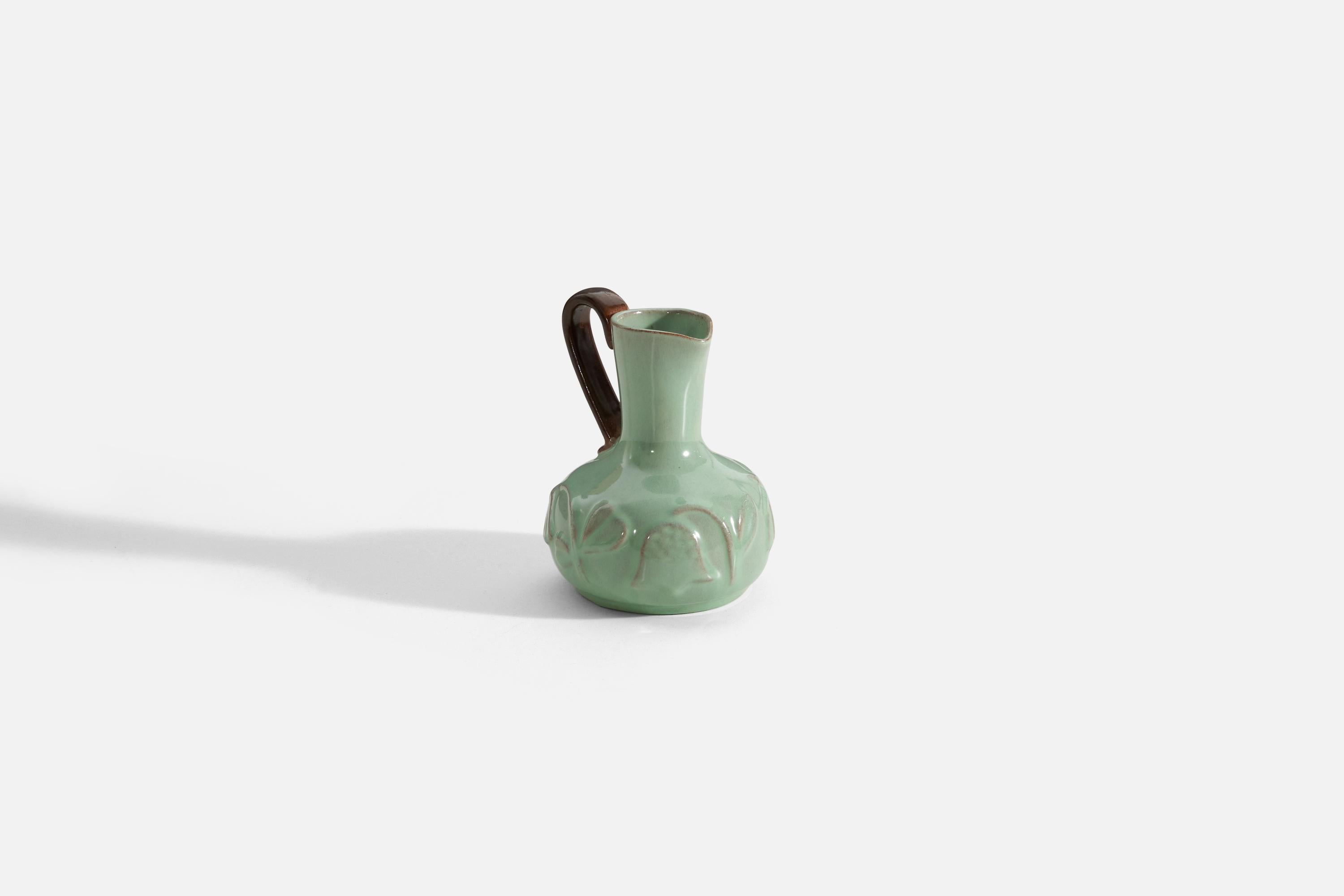 Swedish Upsala-Ekeby, Vase, Glazed Incised Earthenware, Sweden, 1940s For Sale