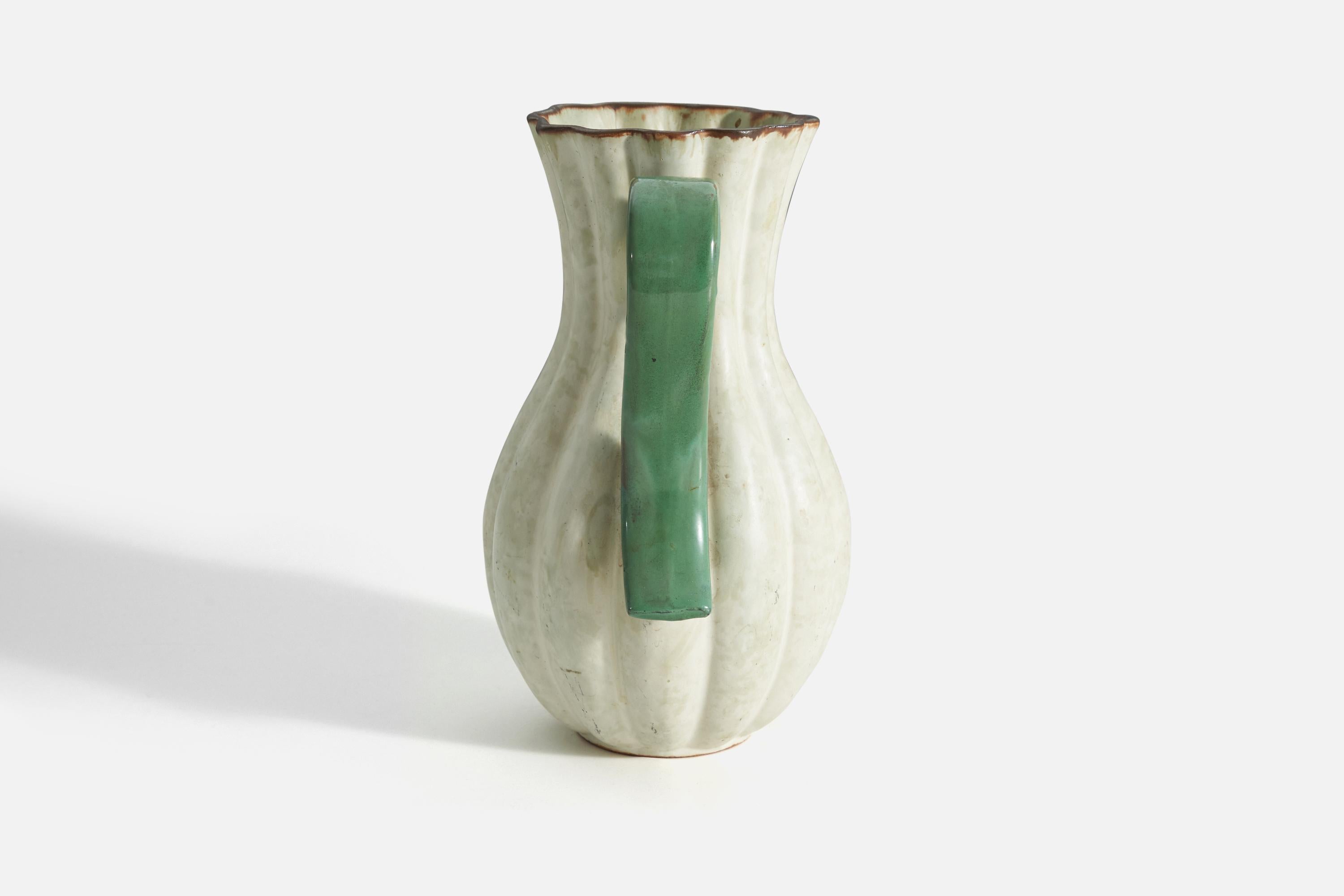 Upsala-Ekeby, Vase, Glazed Incised Earthenware, Sweden, 1940s In Good Condition In High Point, NC