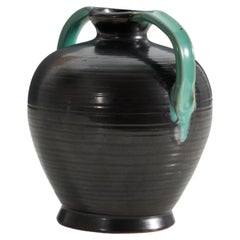 Vintage Upsala-Ekeby, Vase, Glazed Incised Earthenware, Sweden, 1940s