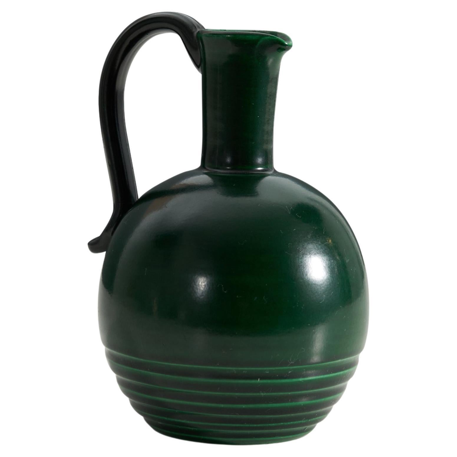 Upsala-Ekeby, Vase, Glazed Incised Earthenware, Sweden, 1940s For Sale