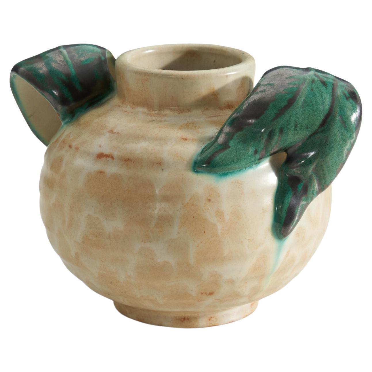 Upsala-Ekeby, Vase, Glazed Incised Earthenware, Sweden, 1940s