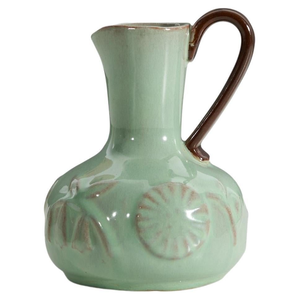 Upsala-Ekeby, Vase, Glazed Incised Earthenware, Sweden, 1940s For Sale