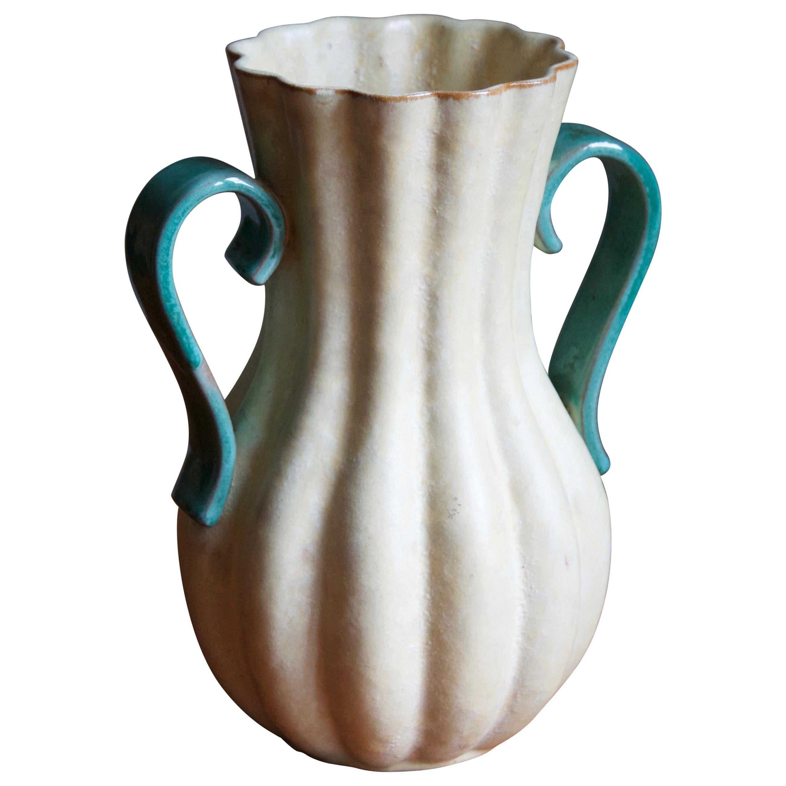 Upsala-Ekeby, Vase, Glazed / Painted Stoneware, Sweden, 1930s