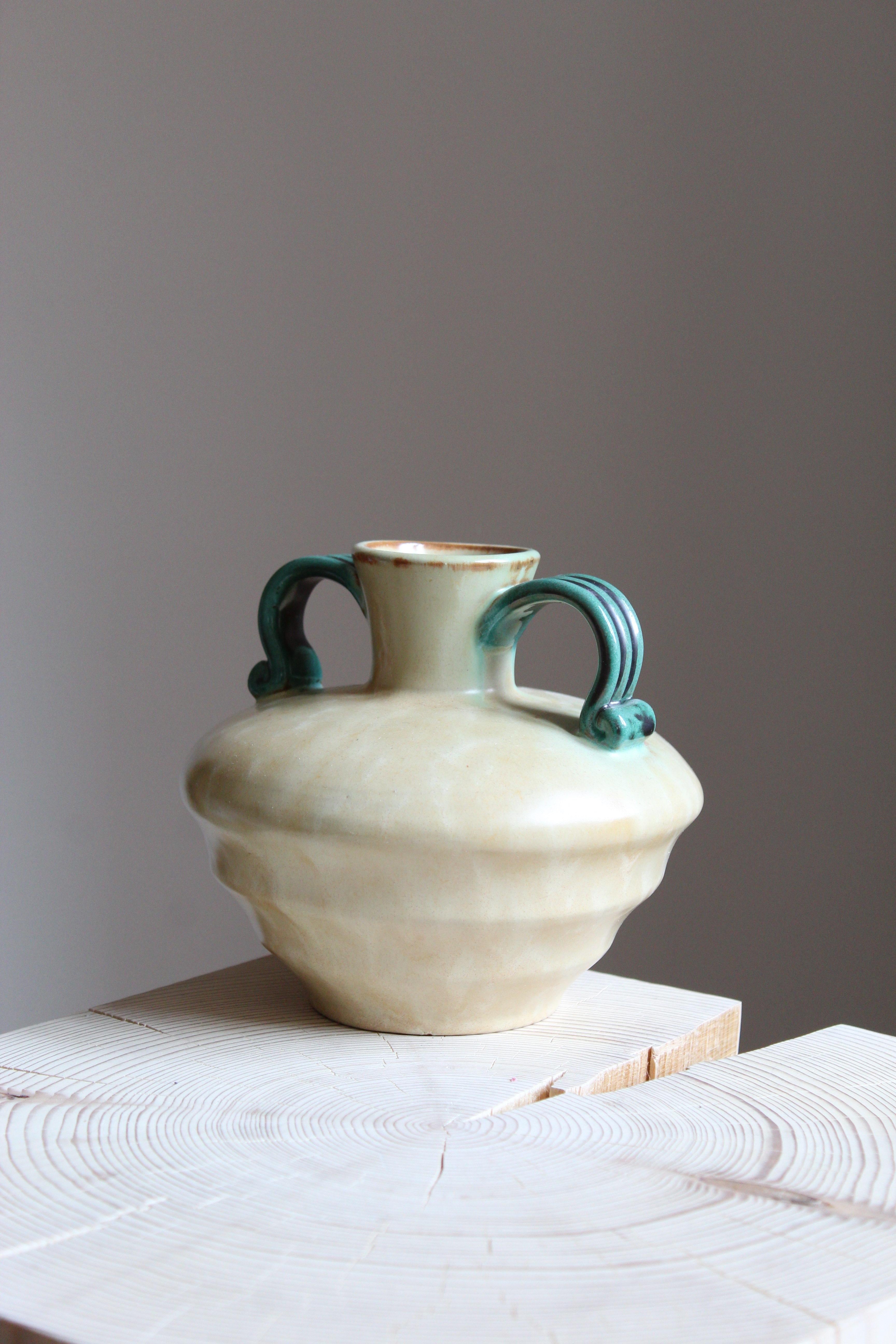 Art Deco Upsala-Ekeby, Vase, Glazed Stoneware, Sweden, 1940s