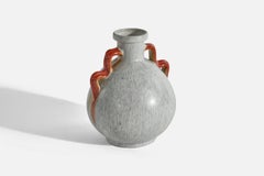 Upsala-Ekeby, Vase, Gray and Red-Glazed Earthenware, Sweden, 1940s