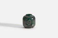 Vase vonsala-Ekeby, grün glasiertes Steingut, Schweden, 1940er Jahre