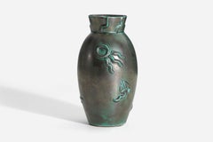 Vase vonsala-Ekeby, grün glasiertes Steingut, Schweden, 1940er Jahre