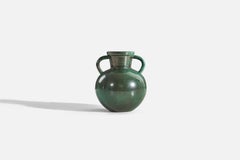Upsala-Ekeby, Vase, Green-Glazed Earthenware, Sweden, 1940s