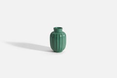 Upsala-Ekeby, Vase, Green-Glazed Incised Earthenware, Sweden, 1940s