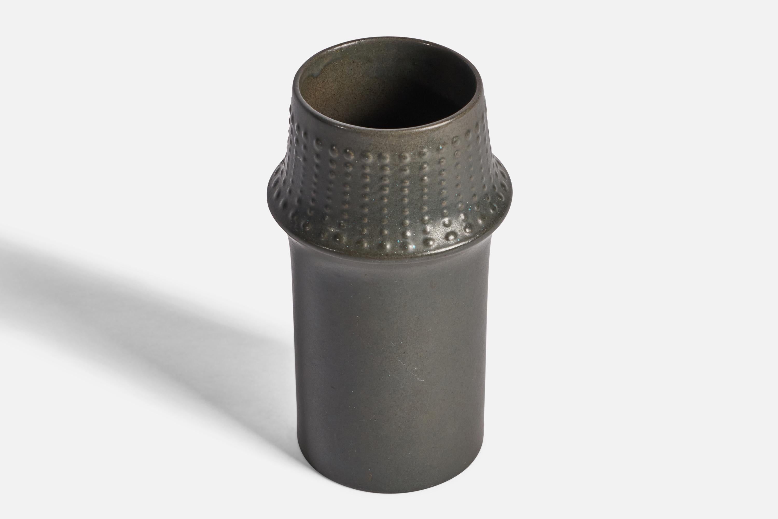 Art déco Vase en faïence émaillée grise de Upsala-Ekeby, Suède, années 1950 en vente
