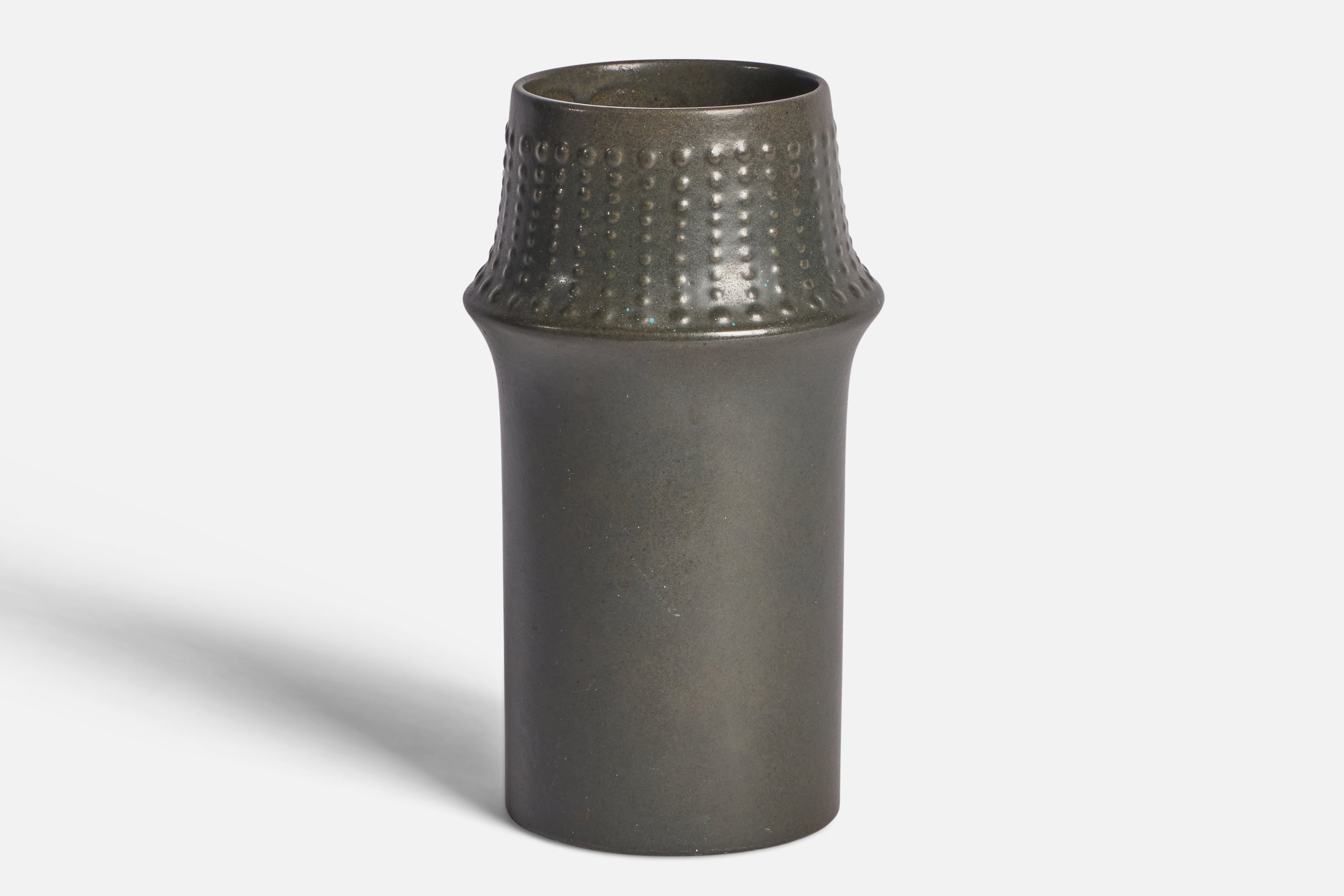 Upsala Ekeby, Jarrón, loza vidriada gris, Suecia, años 50