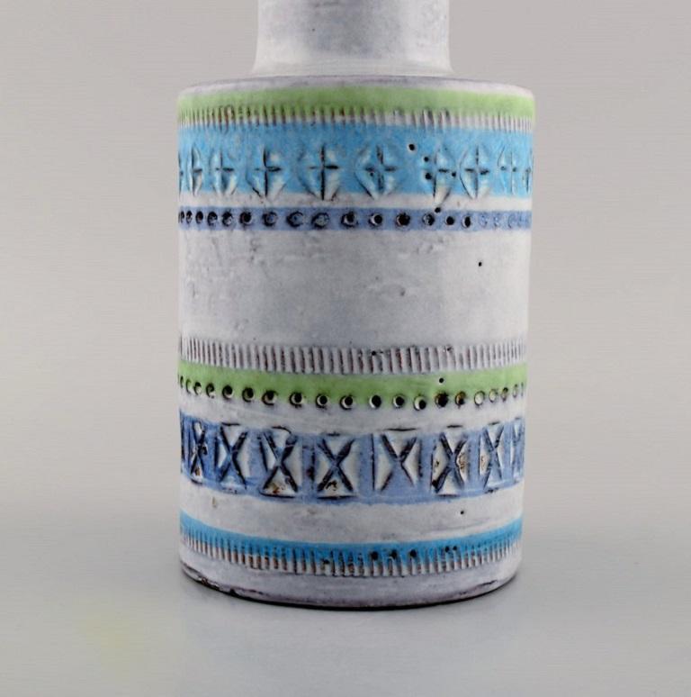 Glazed Bitossi vase in glazed ceramics. Beautiful glaze in light blue shades.