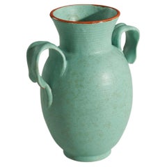 Upsala-Ekeby, Vase, Light Green-Glazed Earthenware, Sweden, 1940s