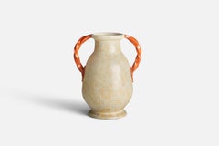 Upsala Ekeby, Vase, Orange Beige Earthenware, Sweden, 1940s