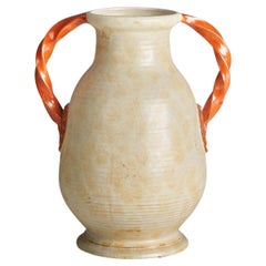 Upsala Ekeby, Vase, Orange Beige Earthenware, Sweden, 1940s