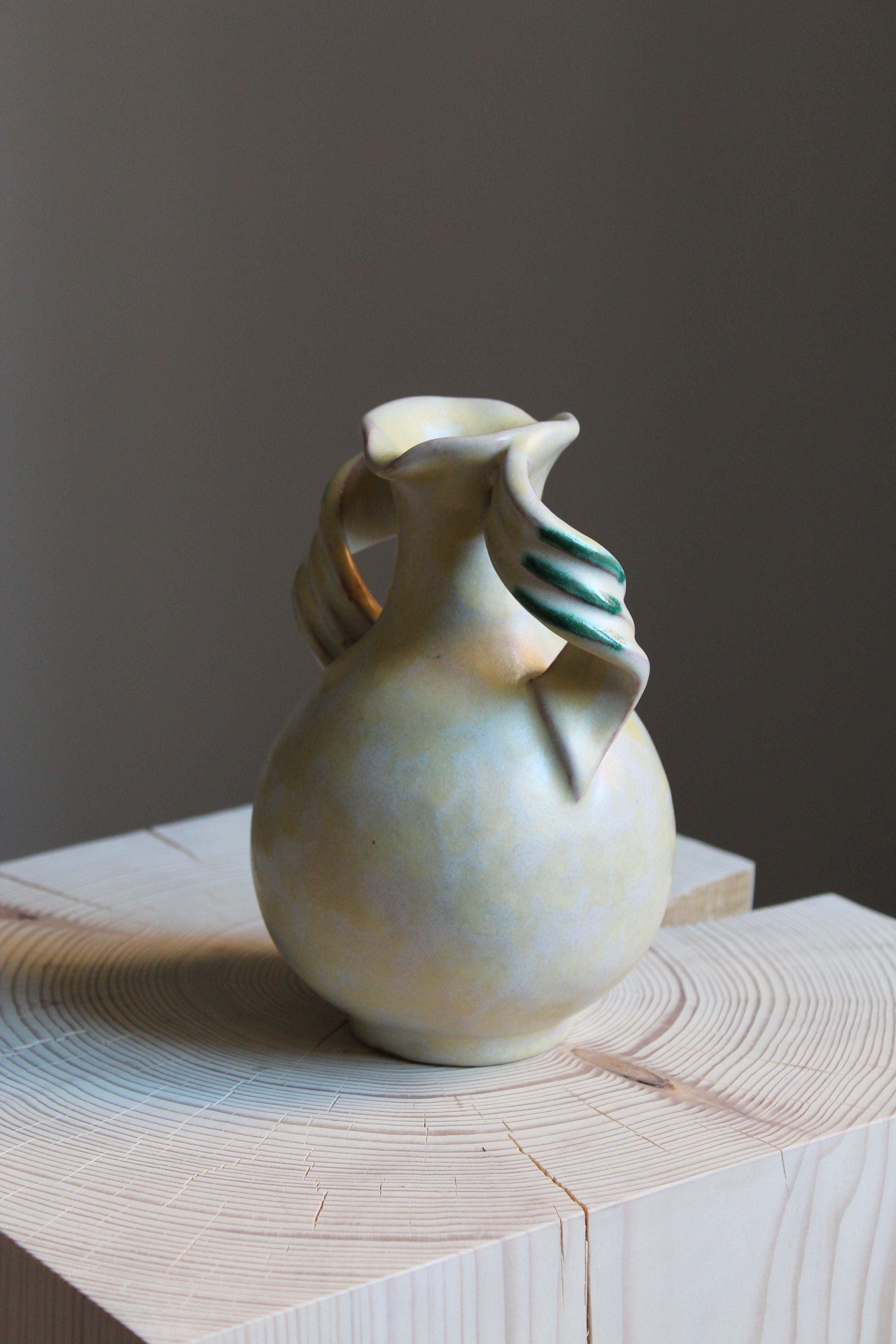 Art Deco Upsala-Ekeby, Vase / Pitcher, Glazed Stoneware, Sweden, 1930s