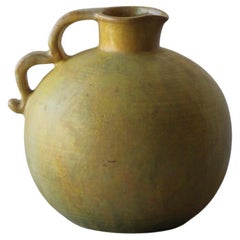 Upsala-Ekeby, Vase / Pitcher, Yellow Glazed Incised Earthenware, Sweden, 1940s