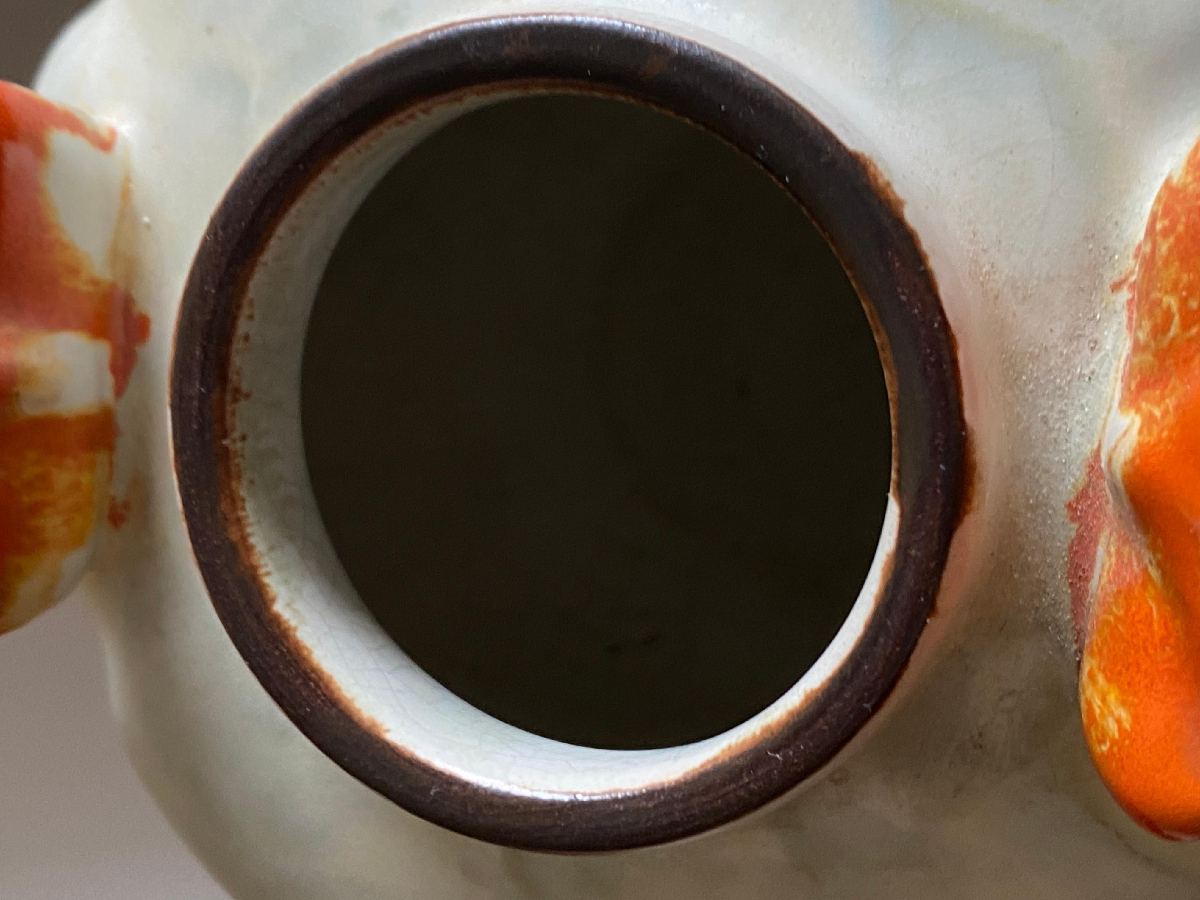 Upsala-Ekeby, Vase / Vessel, Orange and Grey Glaze Stoneware, Sweden, 1930s 1