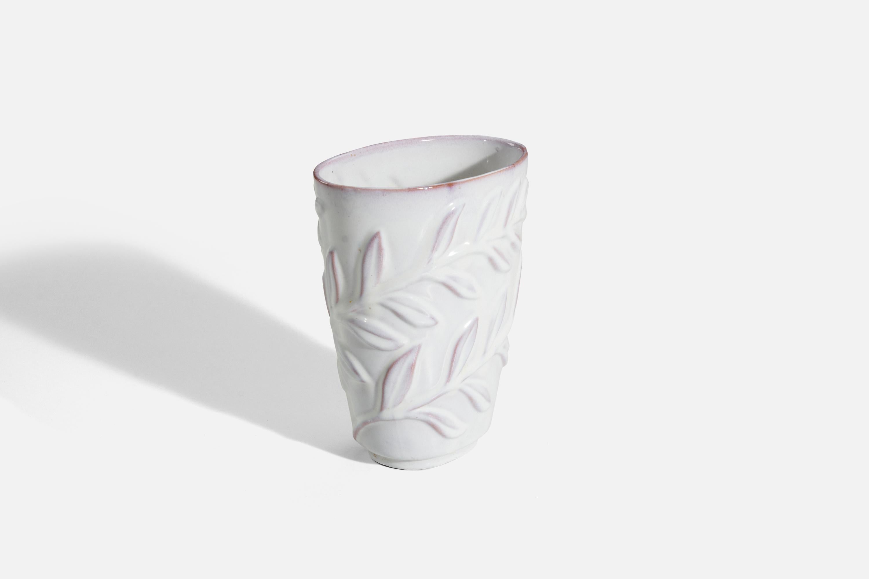 Swedish Upsala Ekeby, Vase, White-Glazed Earthenware, Sweden, 1940s For Sale