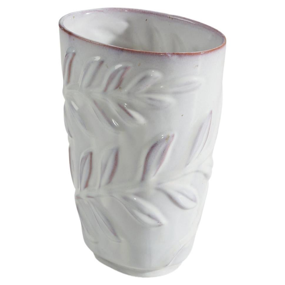 Upsala Ekeby, Vase, White-Glazed Earthenware, Sweden, 1940s For Sale