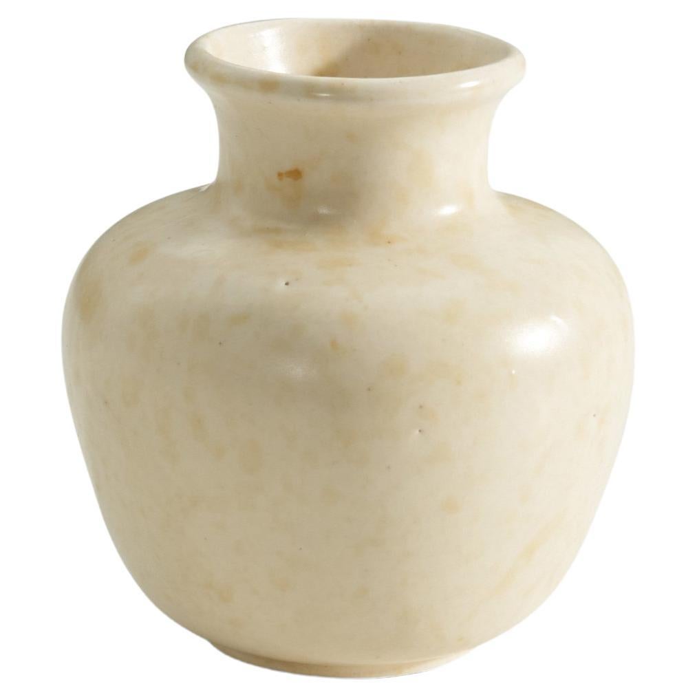 Upsala Ekeby, Vase, White Glazed Earthenware, Sweden, c. 1940s For Sale