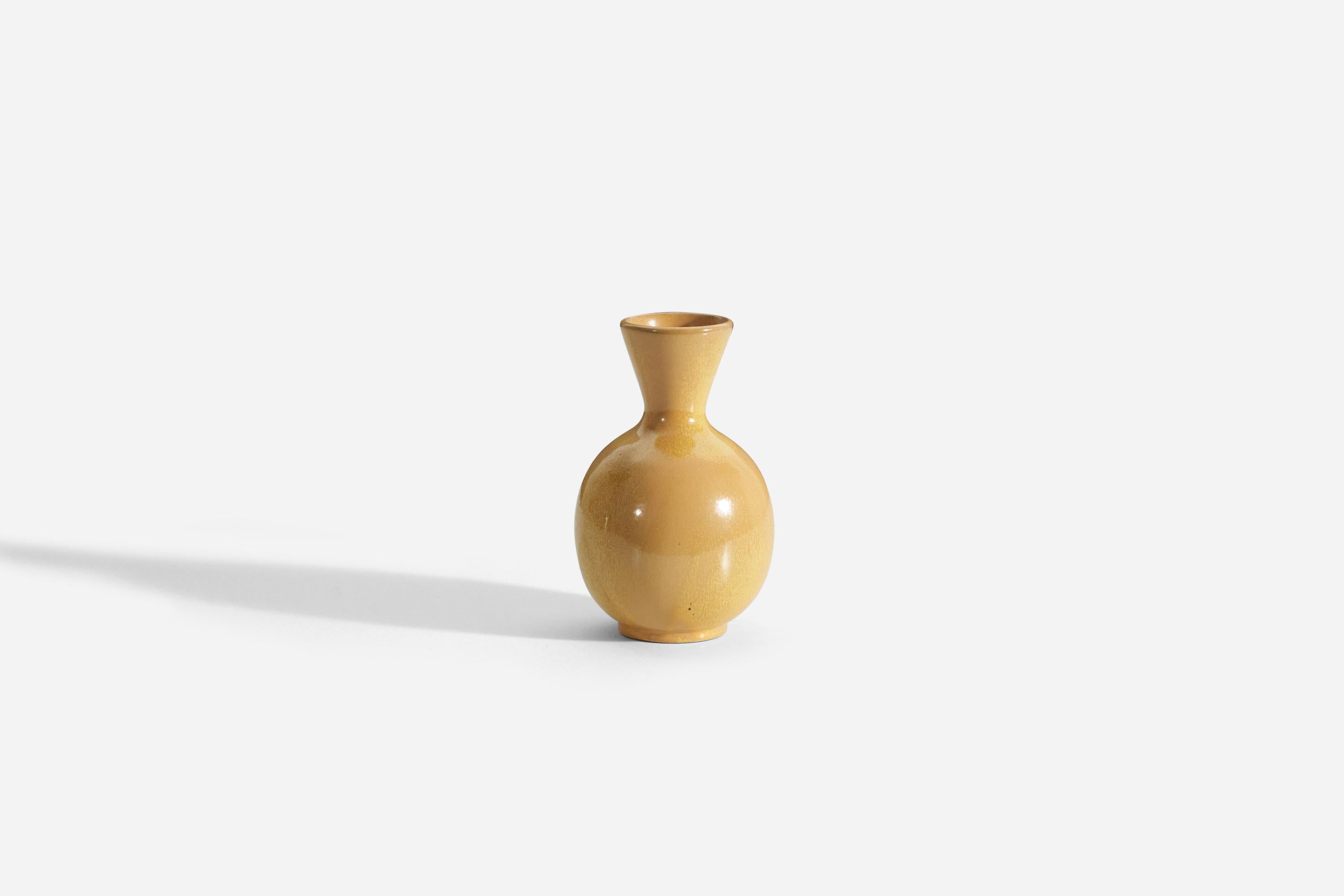 Swedish Upsala-Ekeby, Vase, Yellow-Glazed Earthenware, Sweden, 1940s For Sale