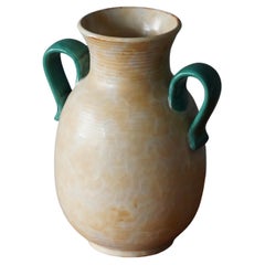 Upsala-Ekeby, Vase, Yellow Green Glazed Earthenware, Sweden, 1940s