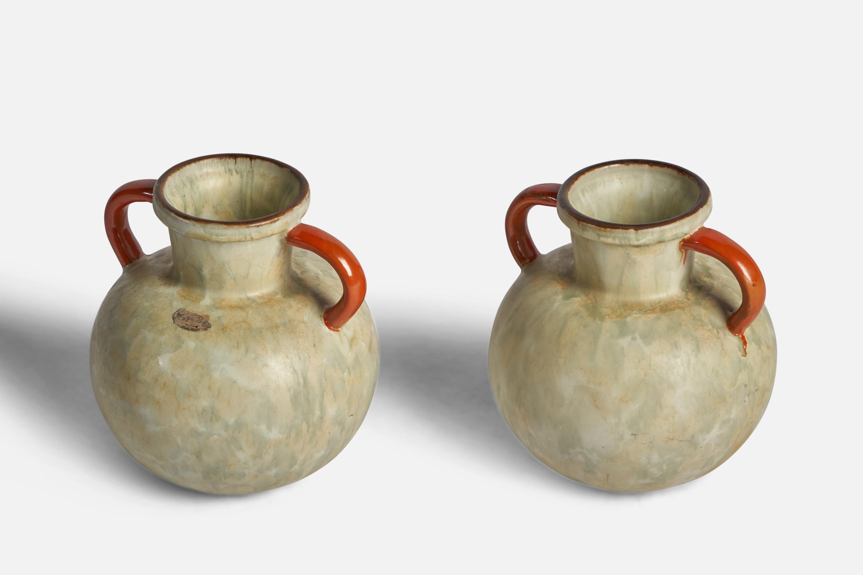 Scandinavian Modern Upsala Ekeby, Vases, Earthenware, Sweden, 1930s For Sale