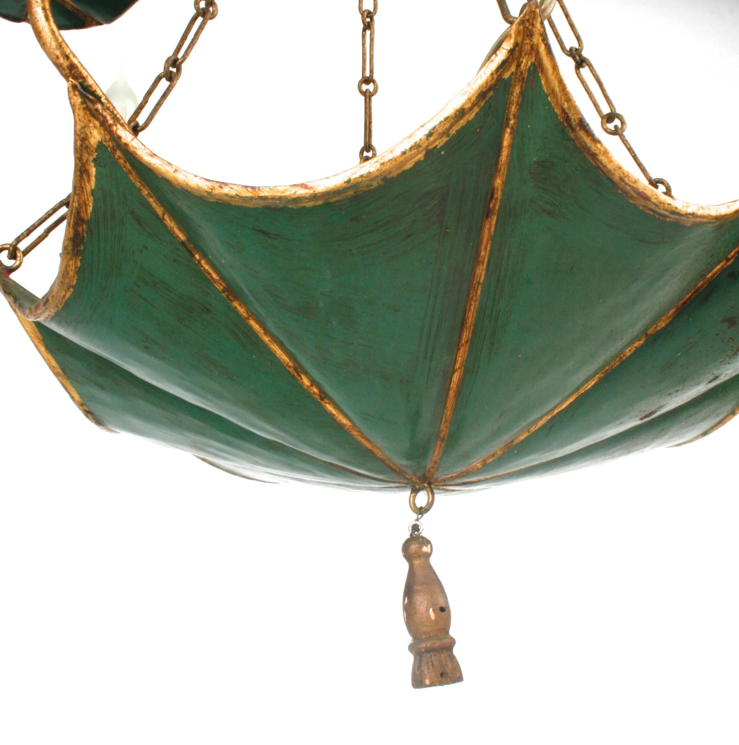 Upside-Down French Tole Umbrella Chandelier 1