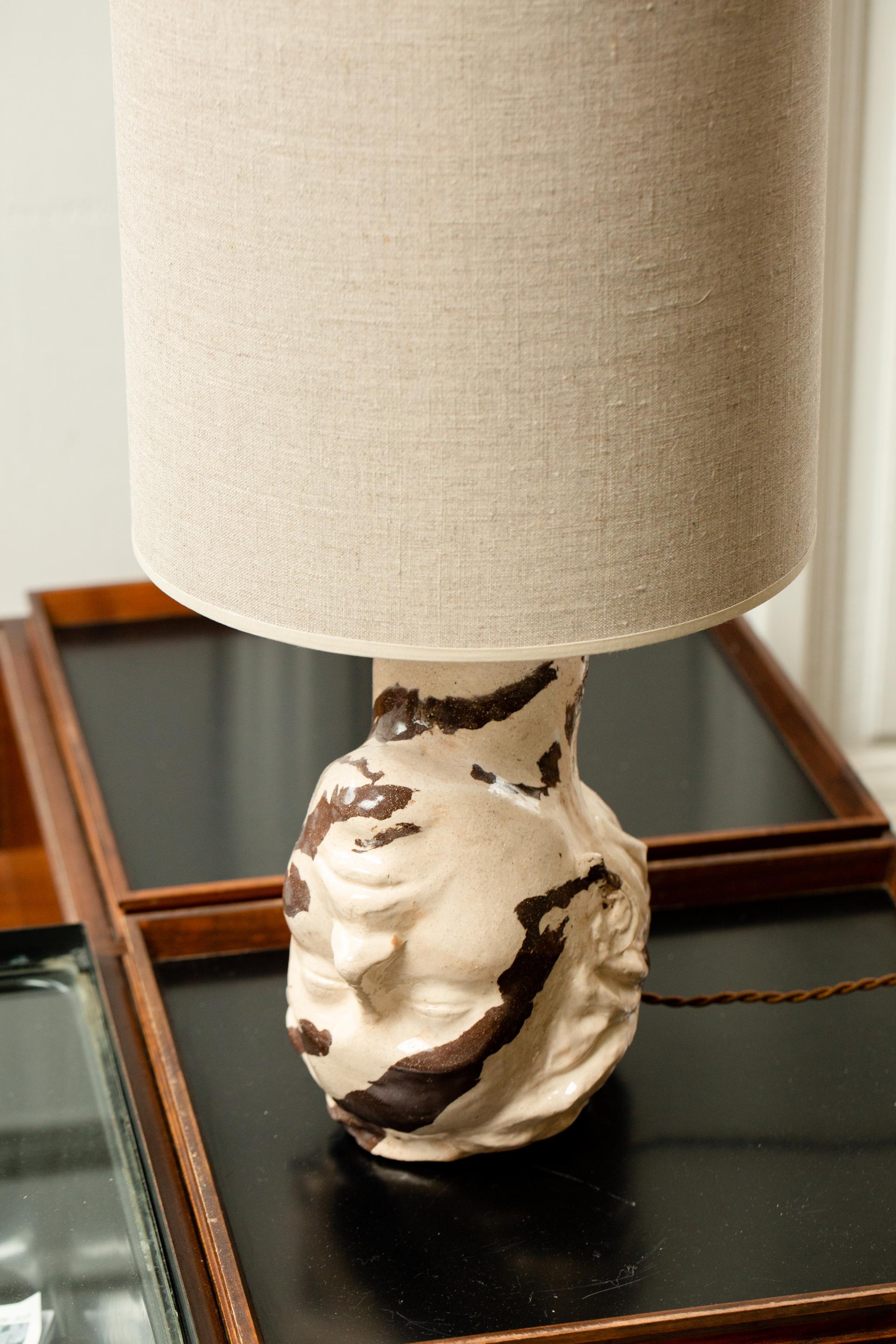 French Upside Down Head Table Lamp by Di Fretto For Sale