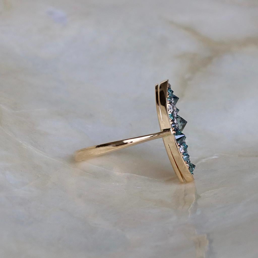 Artist Upside Down Set Blue Diamond White Diamond Paraiba Tourmaline Pave Ring