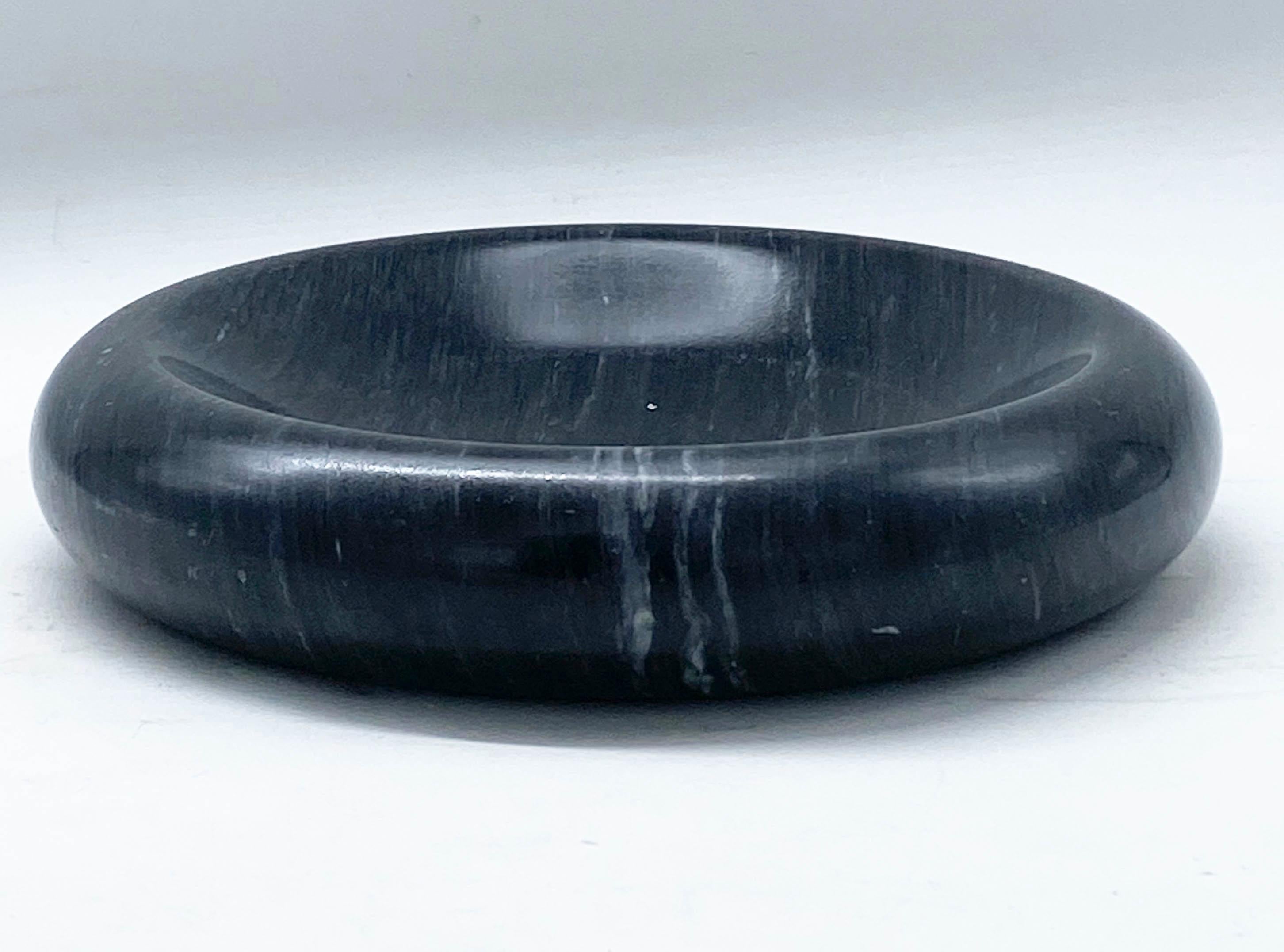 Italian Up&Up Style Black Marquina Marble Centerpiece or Empty Pockets, Italy 1970