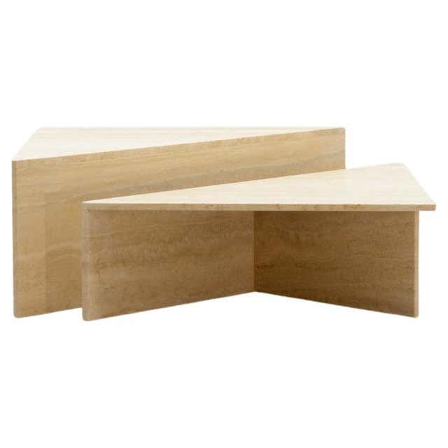 Up&Up Travertine Triangle Coffee Table, Italy 70s For Sale at 1stDibs