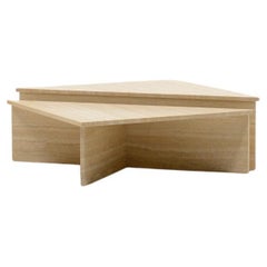 Up & Up Travertine Triangle Coffee Table, Italy, 1970s.