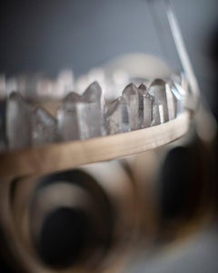 Upward Circular Ring Natural Quartz Crystal Pendant Light by Christopher Boots