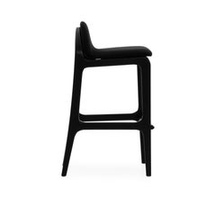 Customizable Counter Height Stool with Black Finish and Upholstery, Ura Line