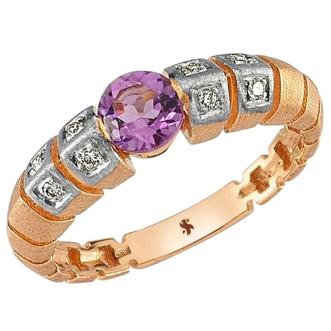 Uraeus Amethyst Ring in Rose Gold with Diamond For Sale