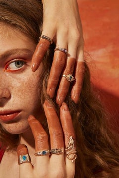 Uraeus Blue Topaz Ring in Rose Gold with Diamond