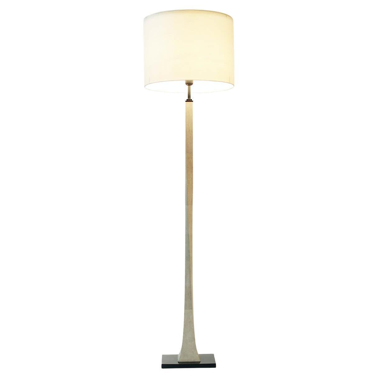 Ural Floor Lamp in Cast Bronze and Speckled Oyster Shagreen by Elan Atelier
