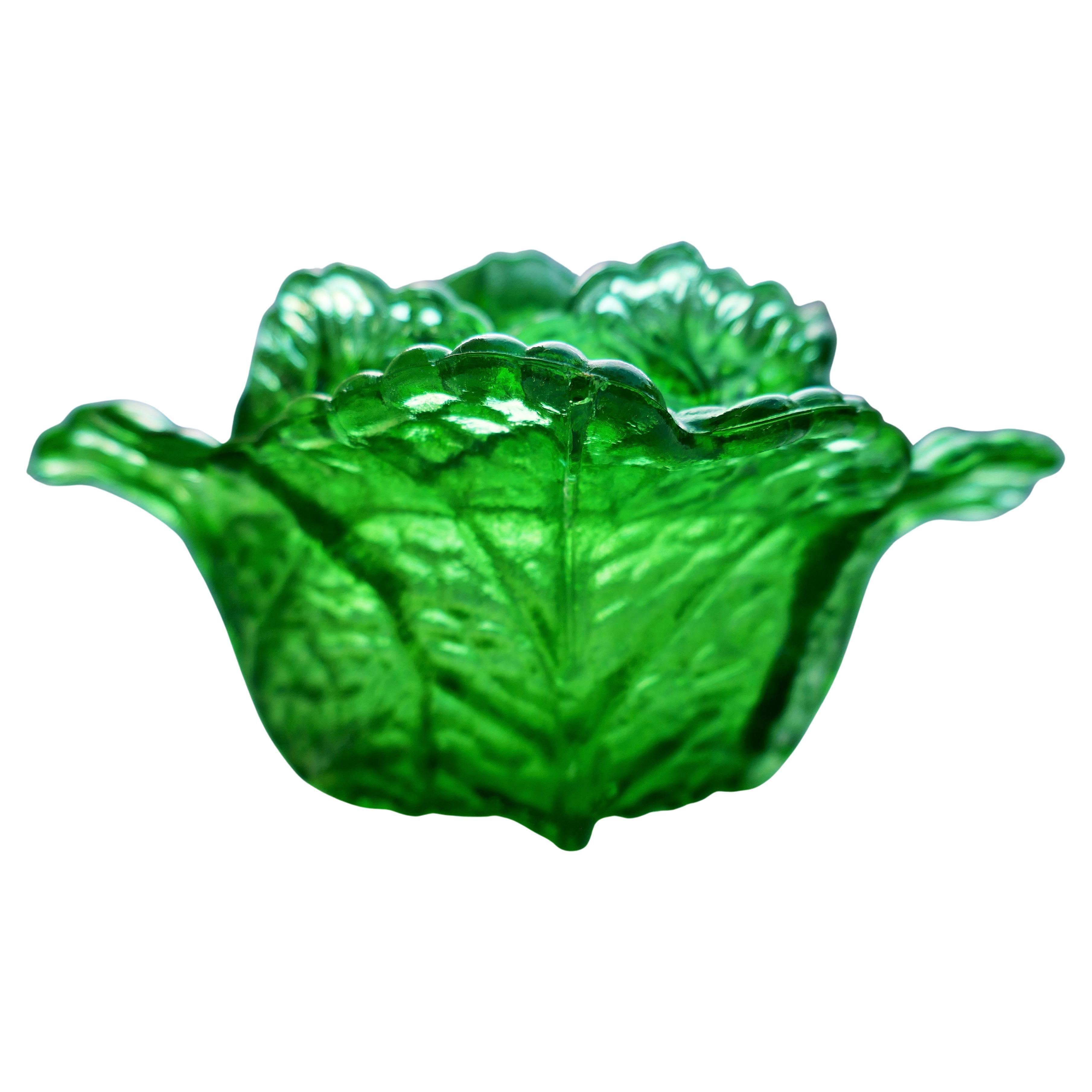 Art Nouveau Butter dish Uranium glass cauliflower container possible Portieux Vallerysthal For Sale