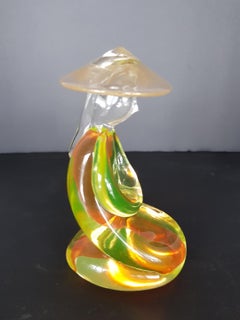 Uranium Glass Sommerso Art Murano Asian Figure Mid Century Modern Italian Seguso