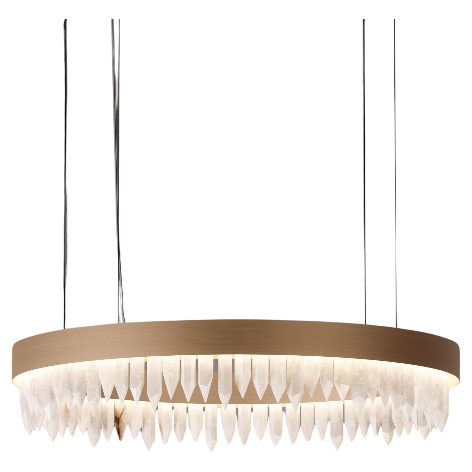 Lampadario a sospensione in alabastro rotondo Urano 1 D60 di Alabastro Italiano in vendita