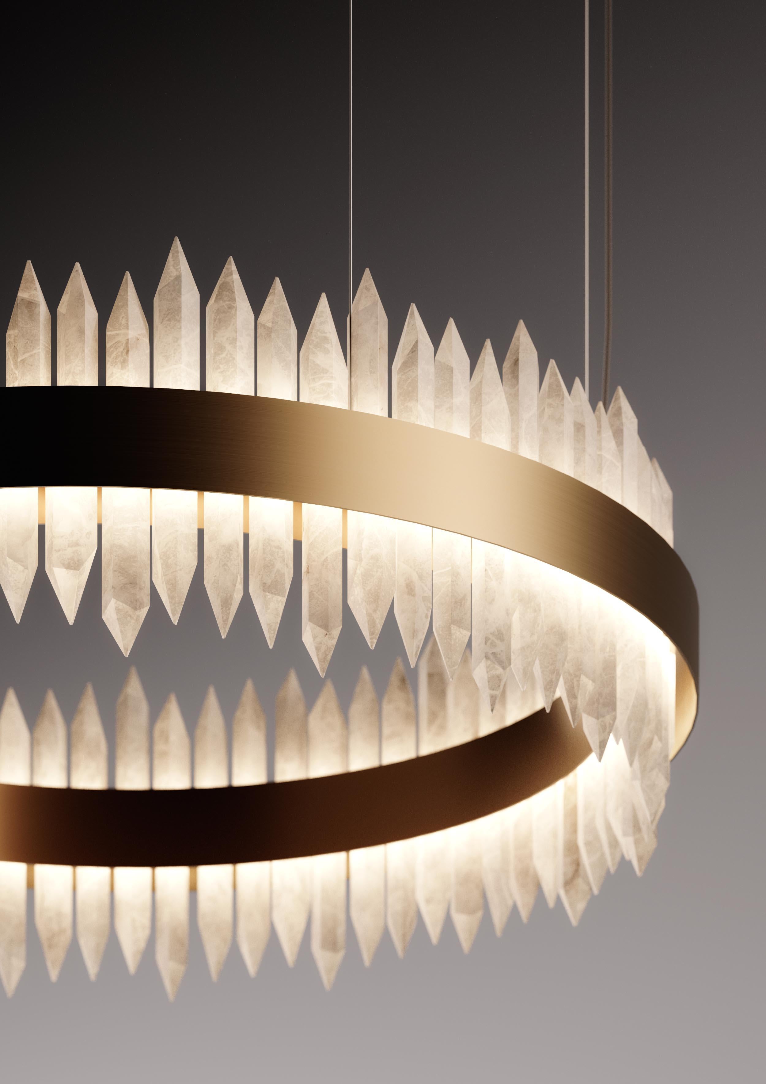 Altro Lampadario a sospensione Urano 2 D120 in alabastro rotondo di Alabastro Italiano in vendita